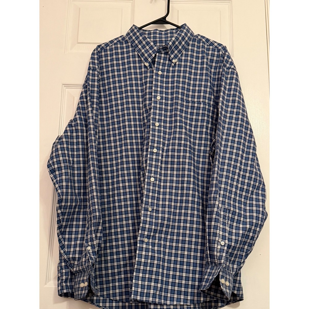 Jos. A. Bank Executive Collection Mens XXL Blue Plaid Cotton Button Down Shirt